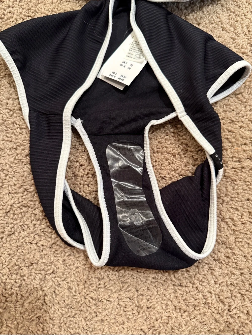 Abercrombie Kids Swim Black Ribbed Bikini with White Trim 17/18 (Women’s XS/S)
